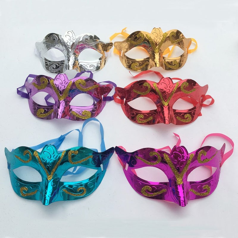 Arlai Pack of 12, Gold shining plated party mask wedding props masquerade mardi gras mask - Image 2